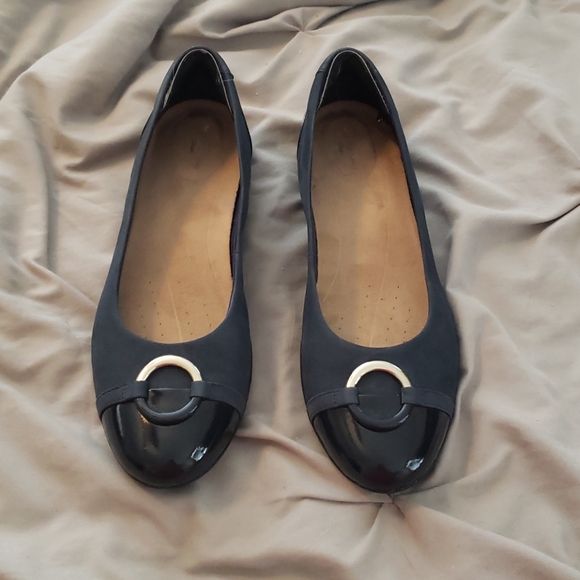 Clarks navy blue flats Clearance